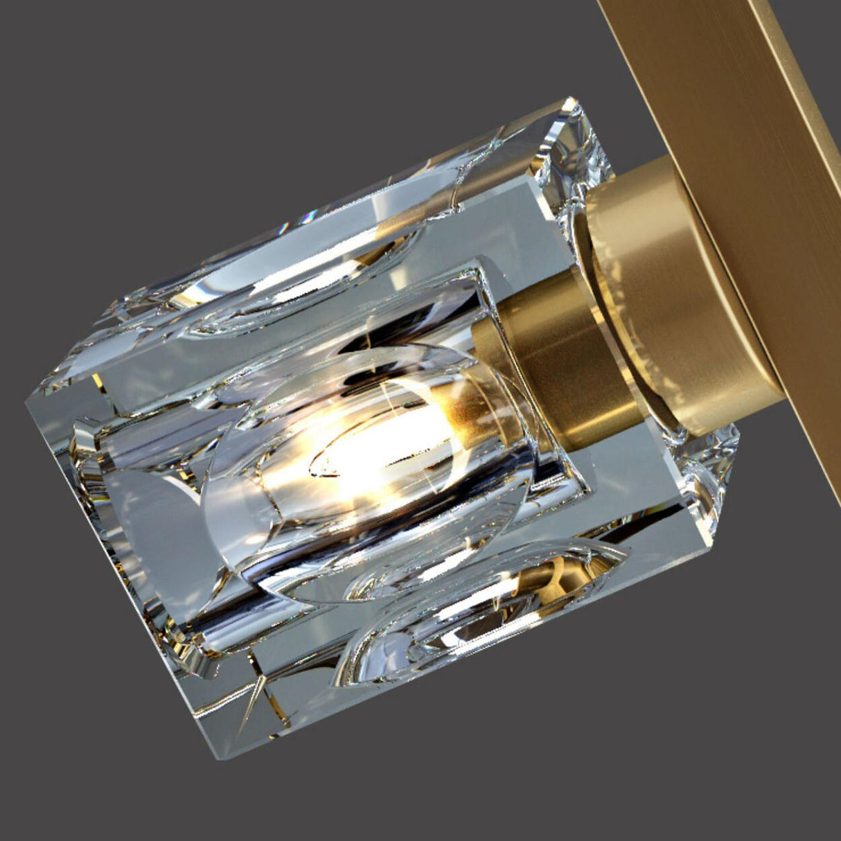 4-Light Luxury Cube Crystal Gold Island Pendant Light Image - 8