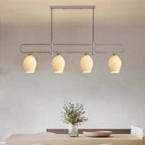 4-Light Modern Oval Ribbed Glass Island Hanging Light Image - 1