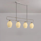 4-Light Modern Oval Ribbed Glass Island Hanging Light Image - 3