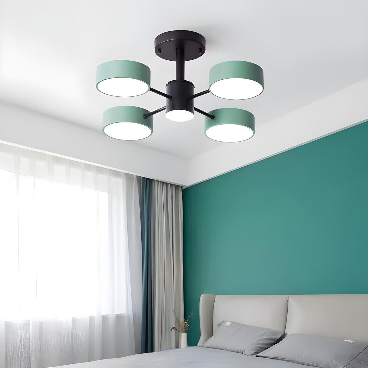 4-Light Modern Round Chandelier LED Ceiling Light Image - 5