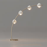 4-Light Modern White Bowl and Arched Floor Lamp Image - 2