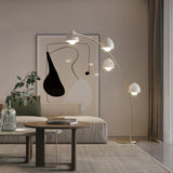 4-Light Modern White Bowl and Arched Floor Lamp Image - 3