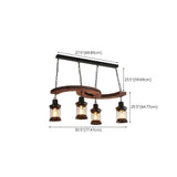 4-Light Retro Lantern Boat Wood Island Pendant Light #size