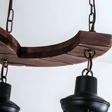 4-Light Retro Lantern Boat Wood Island Pendant Light Image - 8