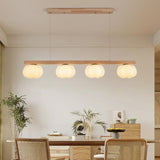 4-Light Rustic Pumpkin Wooden Island Pendant Light Image - 6