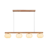 4-Light Rustic Pumpkin Wooden Island Pendant Light Image - 7