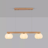 4-Light Rustic Pumpkin Wooden Island Pendant Light Image - 8