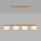 4-Light Rustic Pumpkin Wooden Island Pendant Light Image - 9