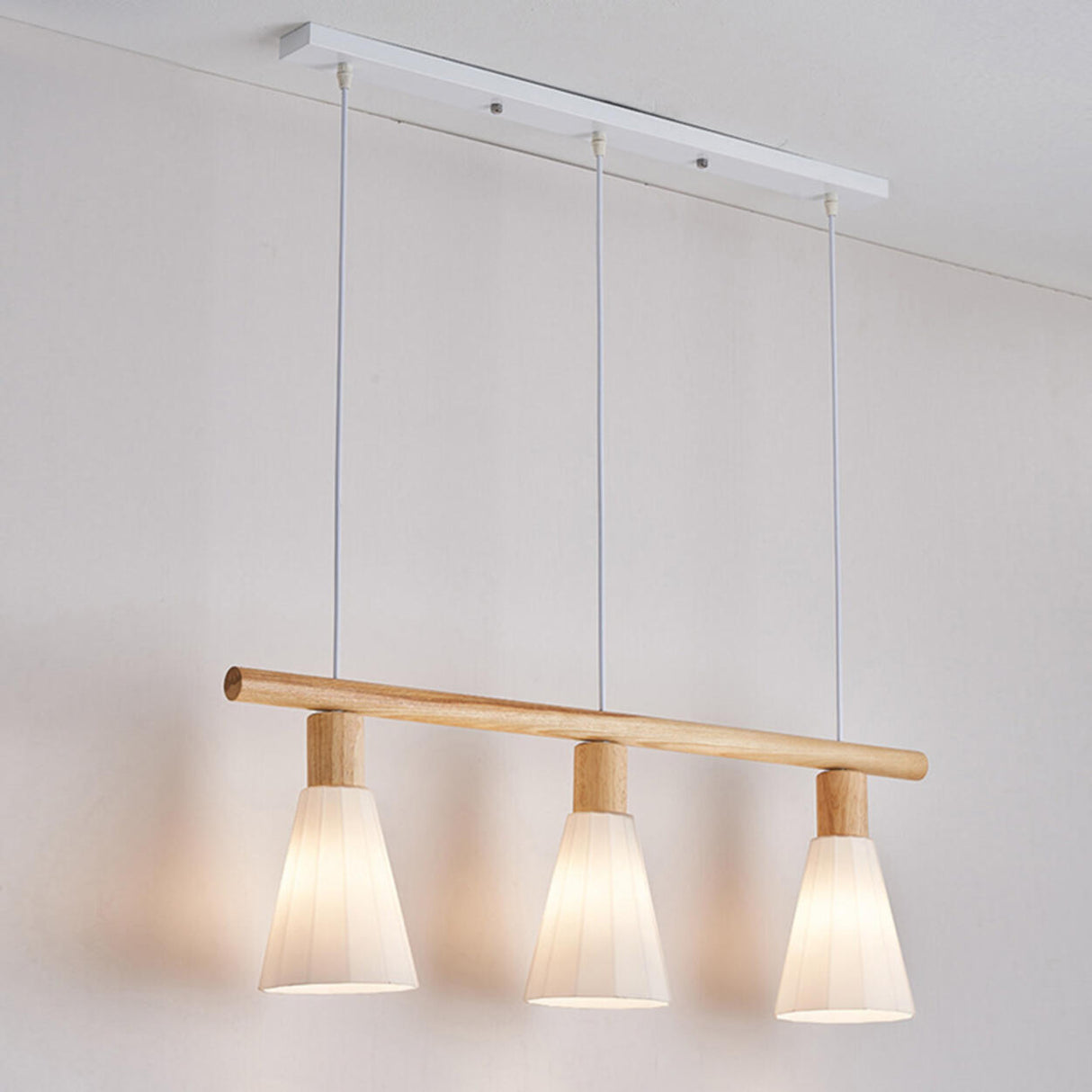 4-Light Wooden Cylinder Modern Island Pendant Light Image - 11