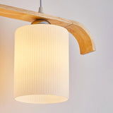 4-Light Wooden Cylinder Modern Island Pendant Light Image - 13