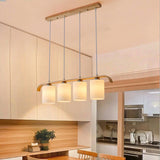 4-Light Wooden Cylinder Modern Island Pendant Light Image - 16