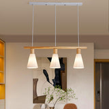 4-Light Wooden Cylinder Modern Island Pendant Light Image - 17