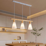 4-Light Wooden Cylinder Modern Island Pendant Light Image - 4