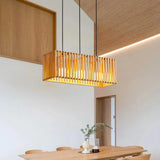 4-Light Wooden Cylinder Modern Island Pendant Light Image - 6