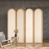 4 Panels Natural Arch Translucent Wood Room Divider Image - 2