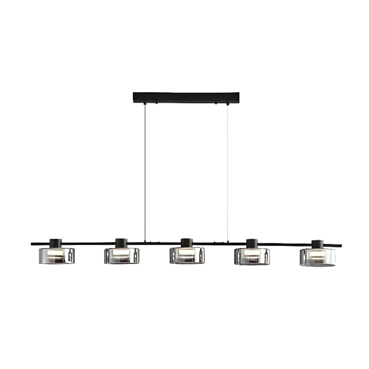 5-Light Black Modern Cylinder Island Pendant Light Image - 6