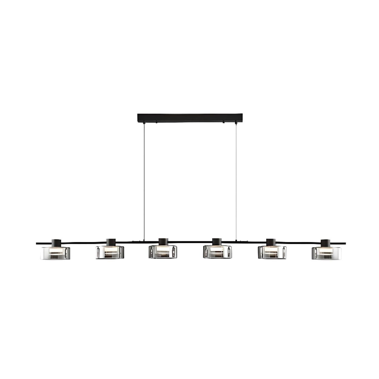 5-Light Black Modern Cylinder Island Pendant Light Image - 7