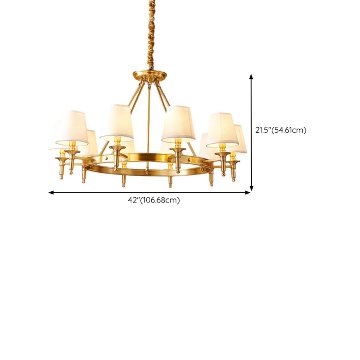 5-Light Classic Fabric Shades Gold Chandelier Image - 14