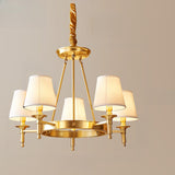 5-Light Classic Fabric Shades Gold Chandelier Image - 2