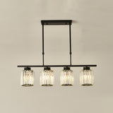 5-Light Crystal Cylinder Pendant Light Kitchen Island Image - 12