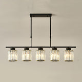 5-Light Crystal Cylinder Pendant Light Kitchen Island Image - 13