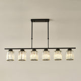 5-Light Crystal Cylinder Pendant Light Kitchen Island Image - 14