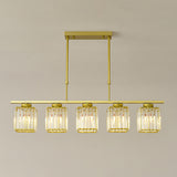 5-Light Crystal Cylinder Pendant Light Kitchen Island Image - 17