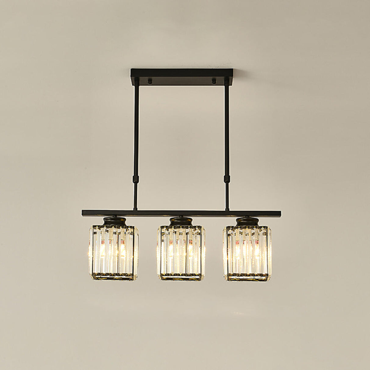 5-Light Crystal Cylinder Pendant Light Kitchen Island Image - 2