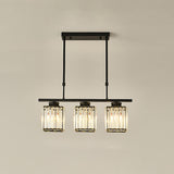 5-Light Crystal Cylinder Pendant Light Kitchen Island Image - 2