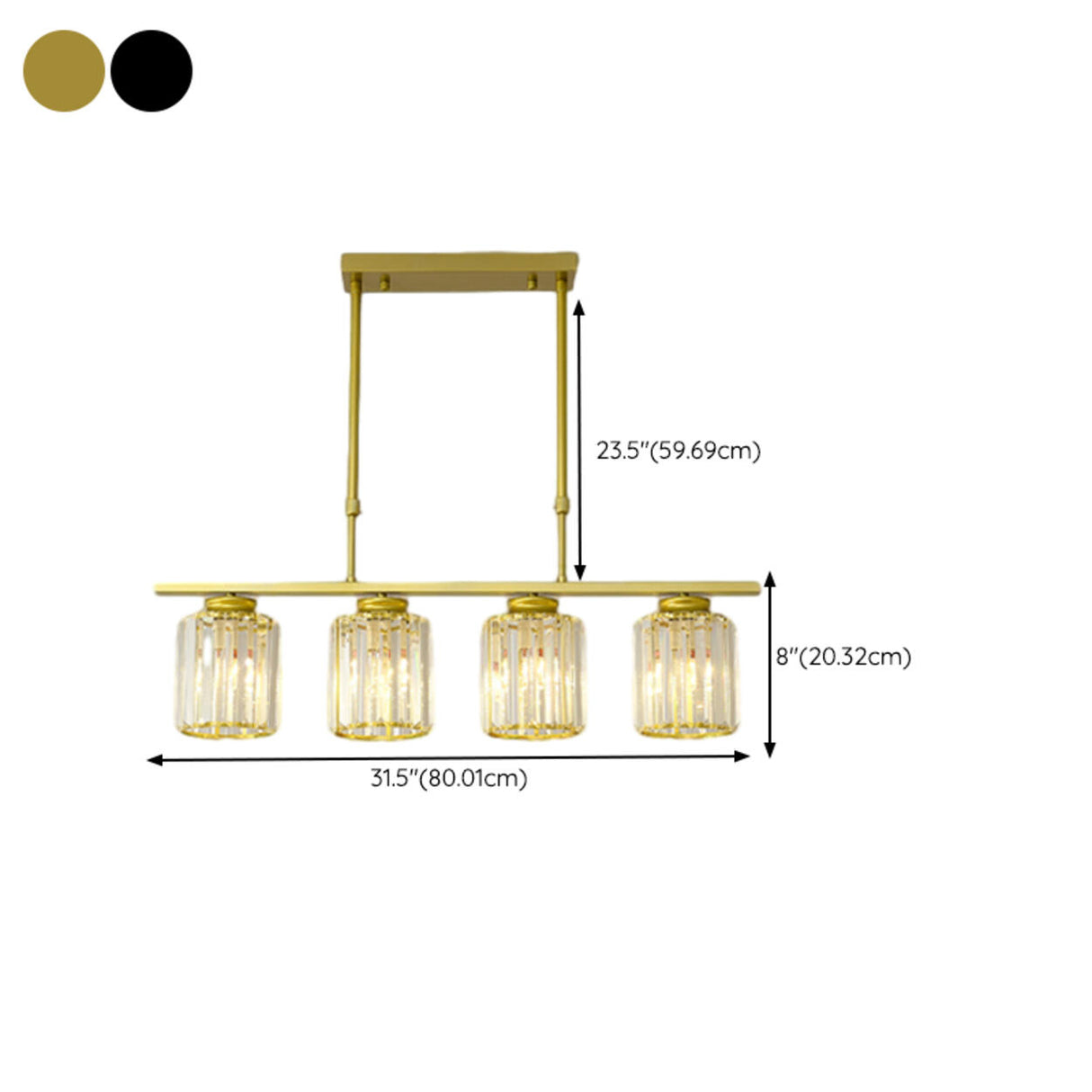 5-Light Crystal Cylinder Pendant Light Kitchen Island Image - 24