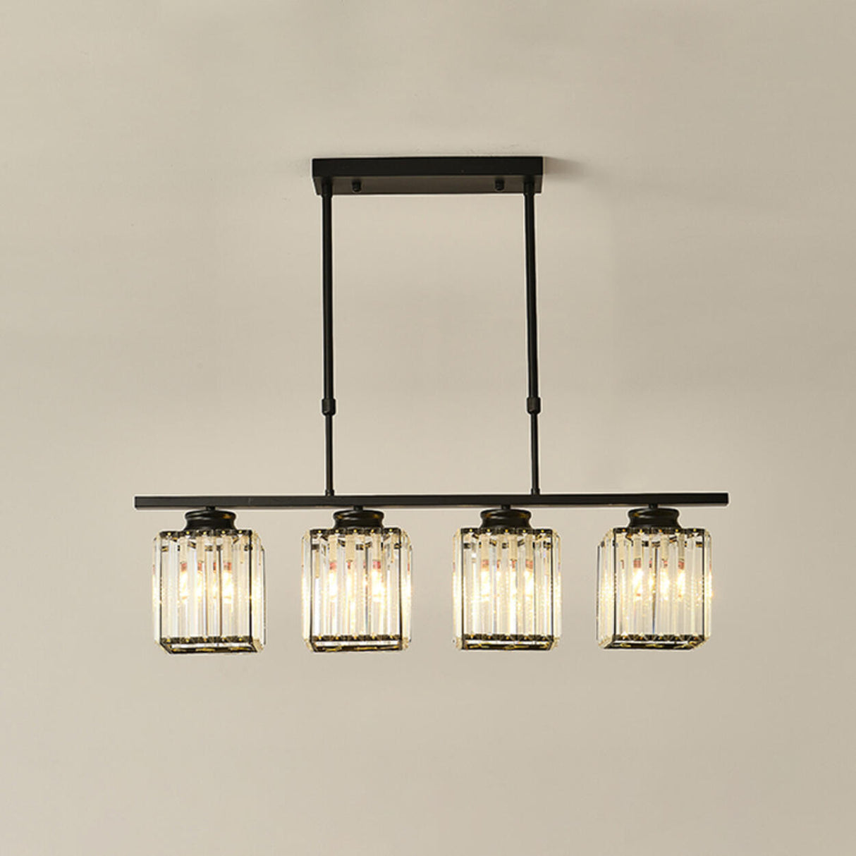 5-Light Crystal Cylinder Pendant Light Kitchen Island Image - 3