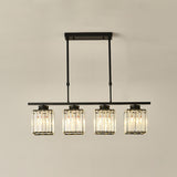 5-Light Crystal Cylinder Pendant Light Kitchen Island Image - 3