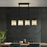 5-Light Crystal Cylinder Pendant Light Kitchen Island Image - 4