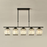 5-Light Crystal Cylinder Pendant Light Kitchen Island Image - 6