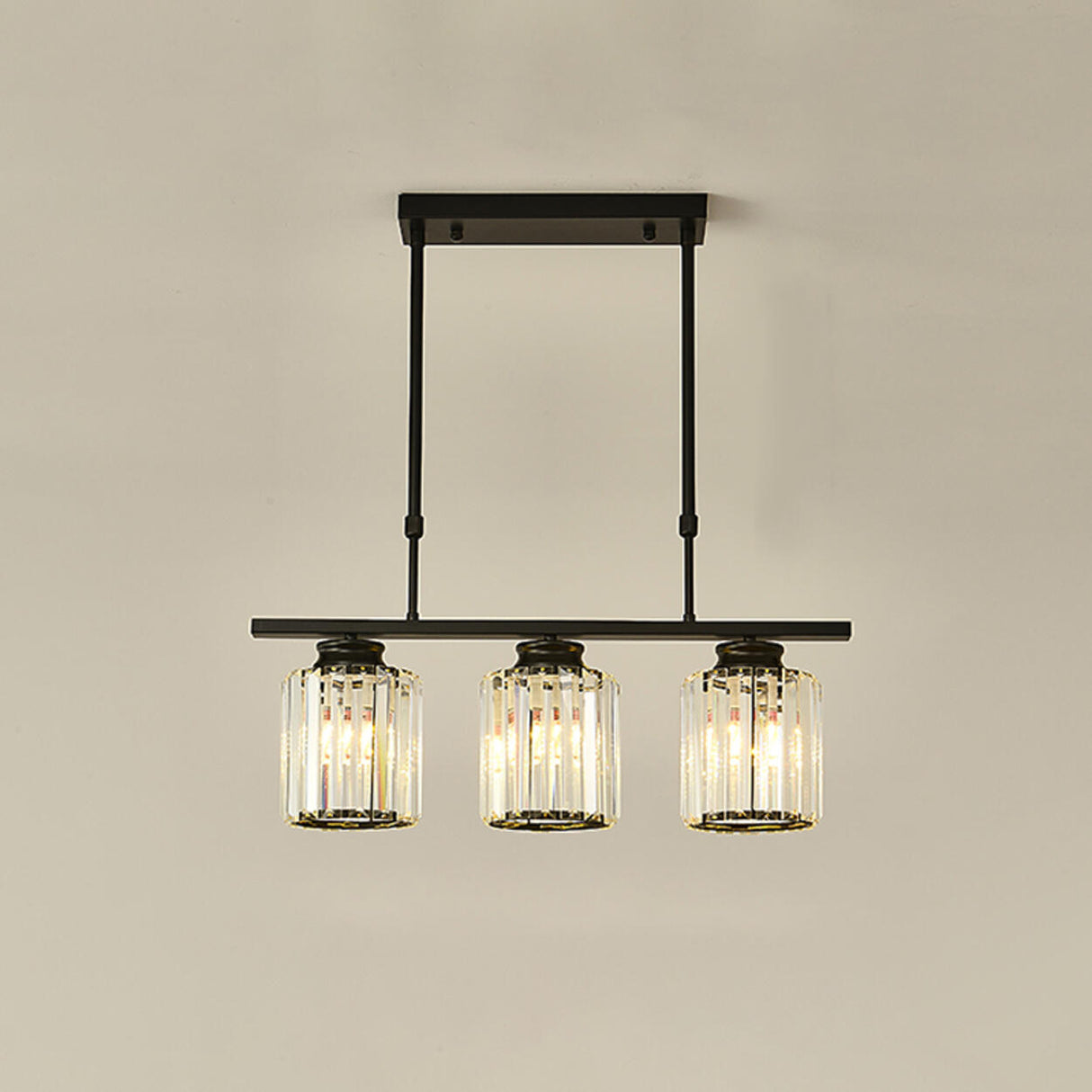 5-Light Crystal Cylinder Pendant Light Kitchen Island Image - 9