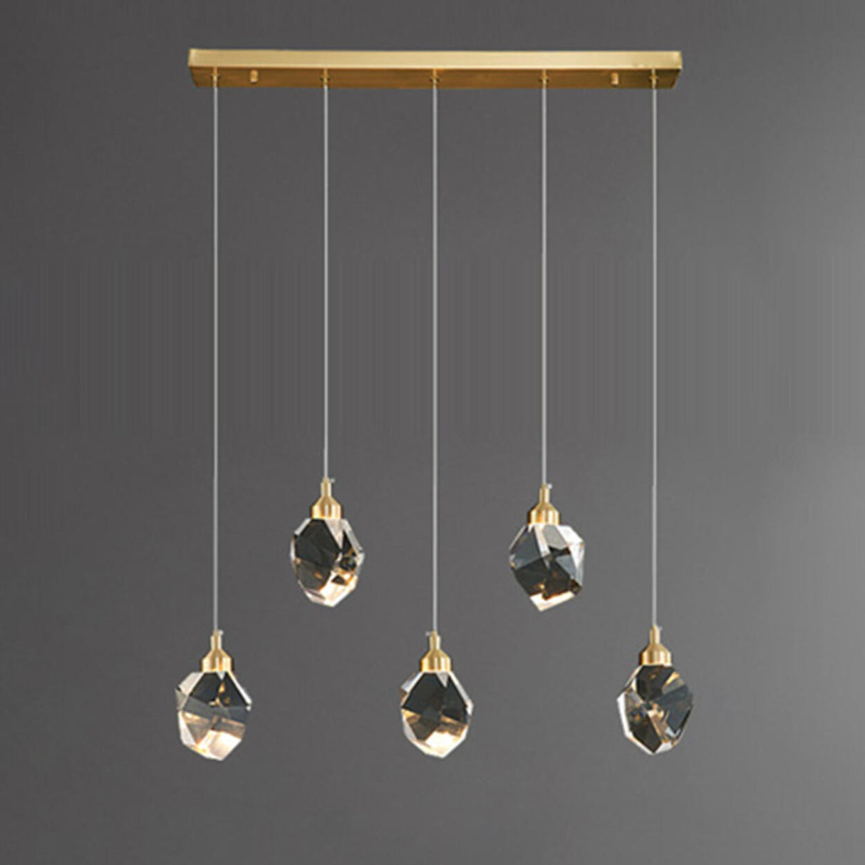 5-Light Elegant Geometric Crystal Island Pendant Light Image - 3