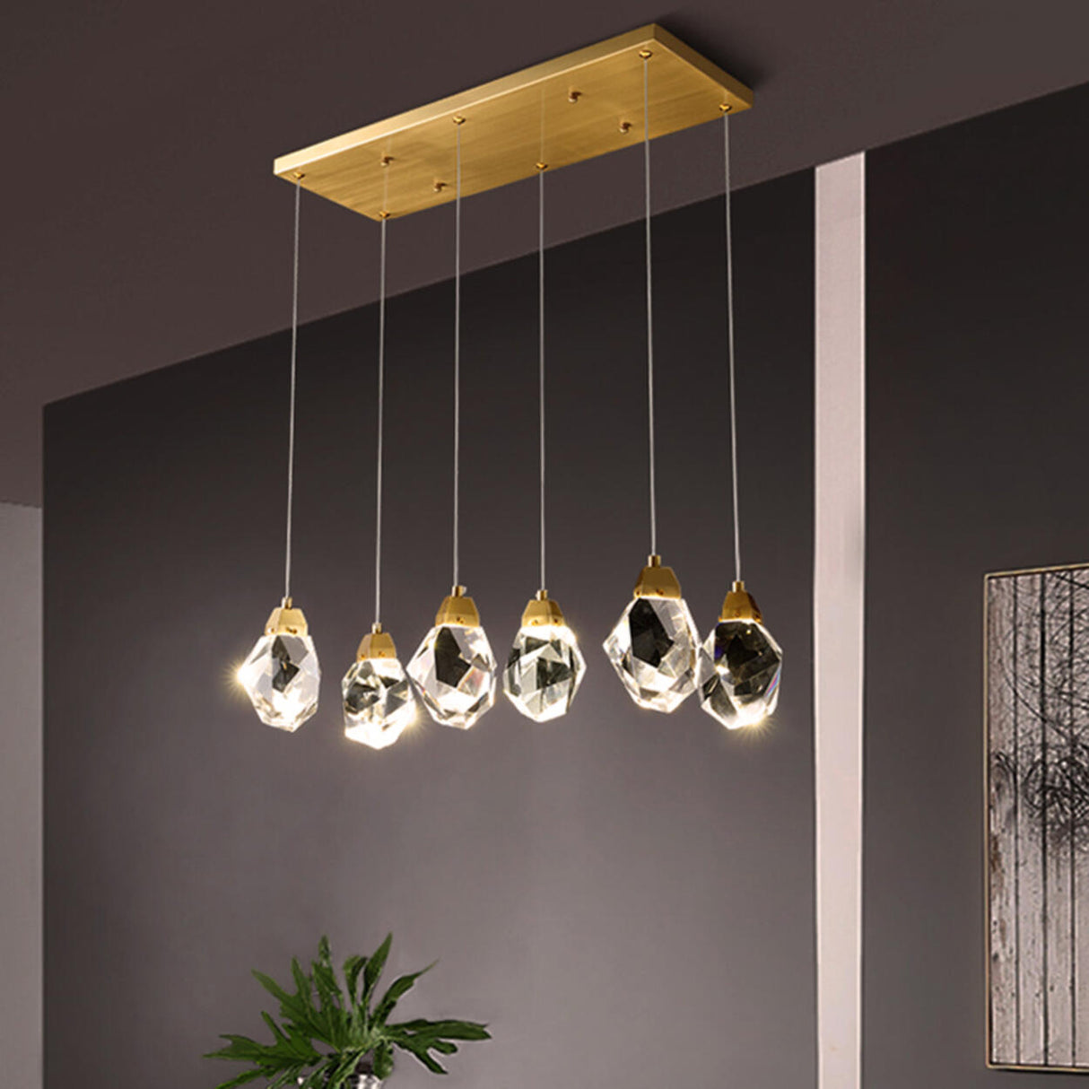 5-Light Elegant Geometric Crystal Island Pendant Light Image - 6