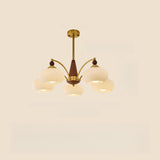 5-Light Milk Glass Drum Chandelier Adjustable Height Image - 11