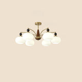 5-Light Milk Glass Drum Chandelier Adjustable Height Image - 13