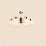 5-Light Milk Glass Drum Chandelier Adjustable Height Image - 5