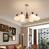 5-Light Milk Glass Drum Chandelier Adjustable Height Image - 6