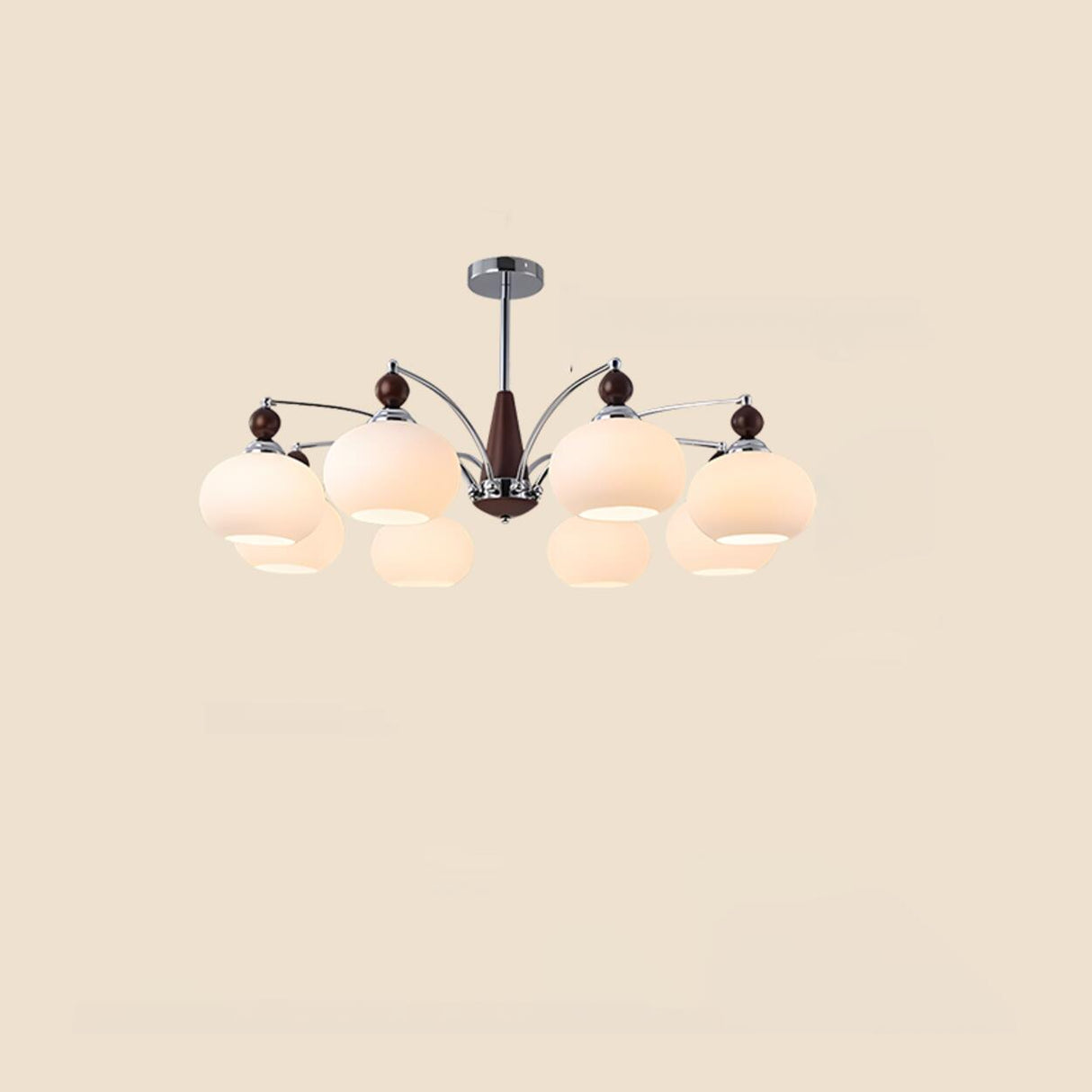 5-Light Milk Glass Drum Chandelier Adjustable Height Image - 7