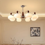 5-Light Milk Glass Drum Chandelier Adjustable Height Image - 8