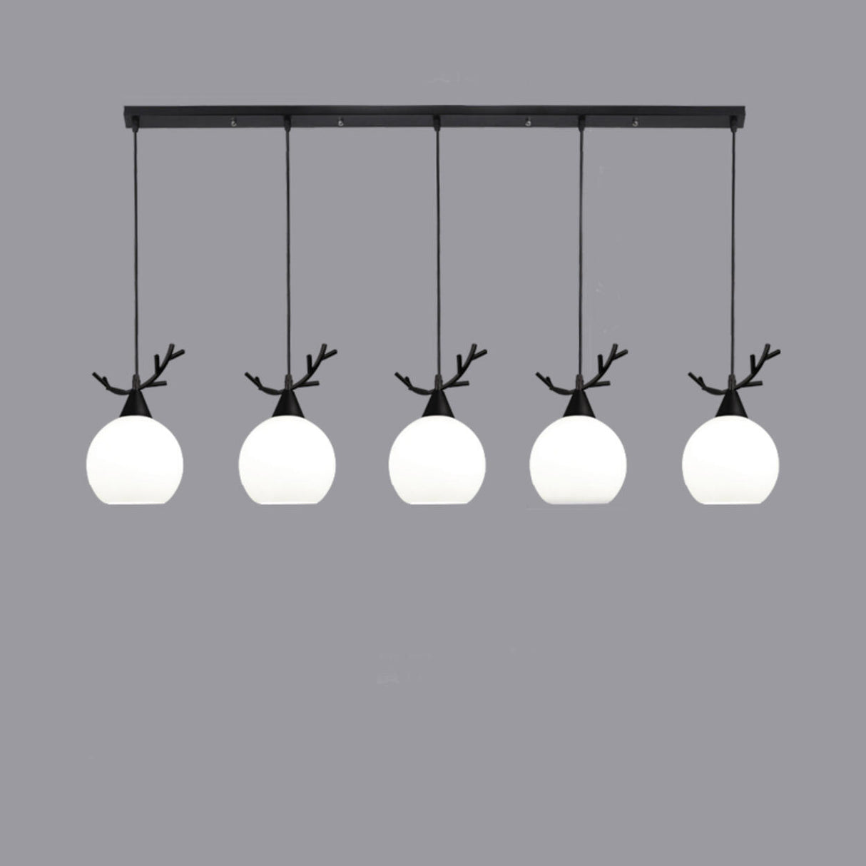 5-Light Modern Antler and Globe Island Pendant Light Image - 2