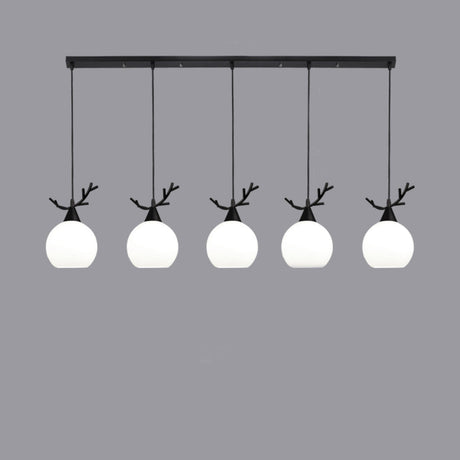 5-Light Modern Antler and Globe Island Pendant Light Image - 2