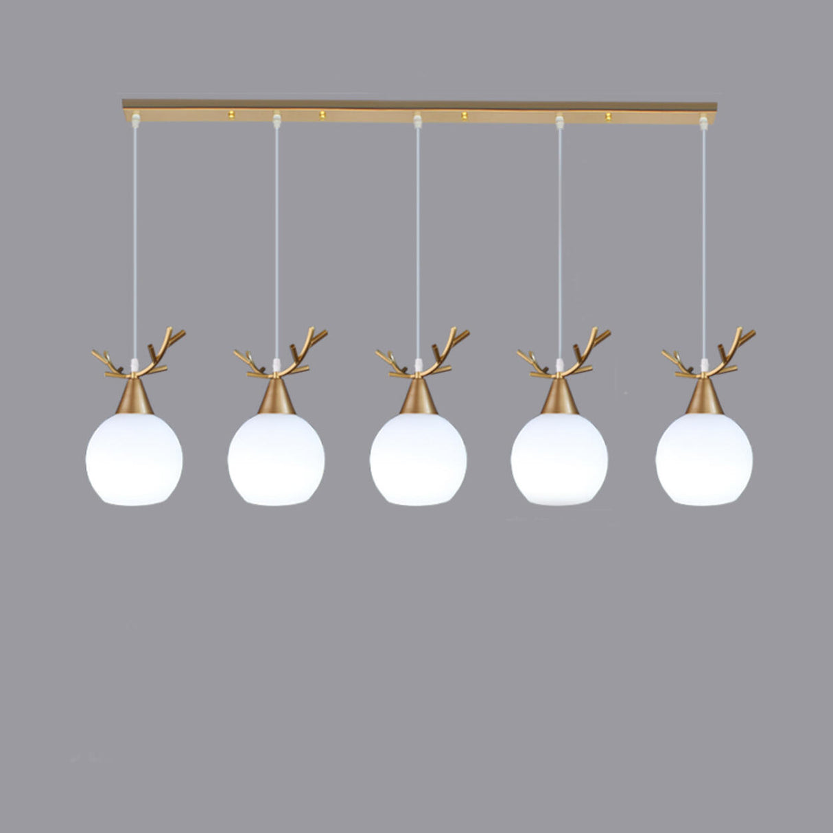 5-Light Modern Antler and Globe Island Pendant Light Image - 3