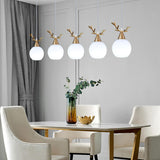 5-Light Modern Antler and Globe Island Pendant Light Image - 4