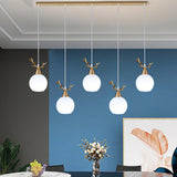 5-Light Modern Antler and Globe Island Pendant Light Image - 5