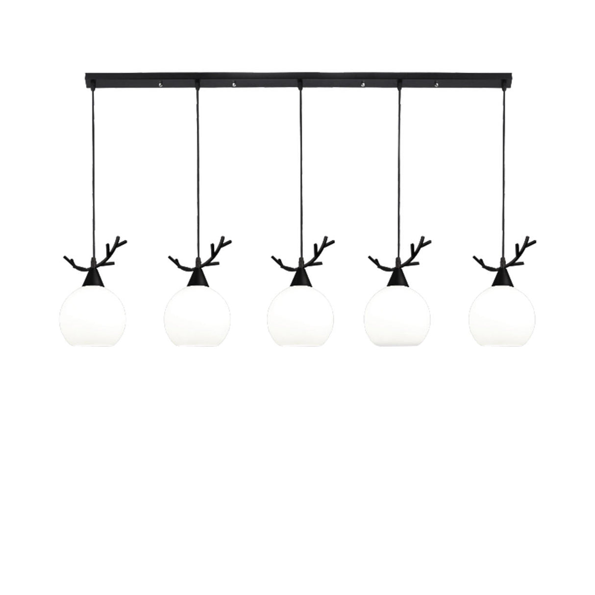 5-Light Modern Antler and Globe Island Pendant Light Image - 7