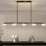 5-Light Modern Black Round Island Hanging Light Image - 1